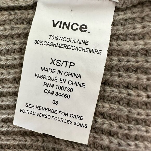 Vince Ribbed Tunic Sweater Dress XS Wool Cashmere Cowl Heather Almond - Picture 4 of 8
